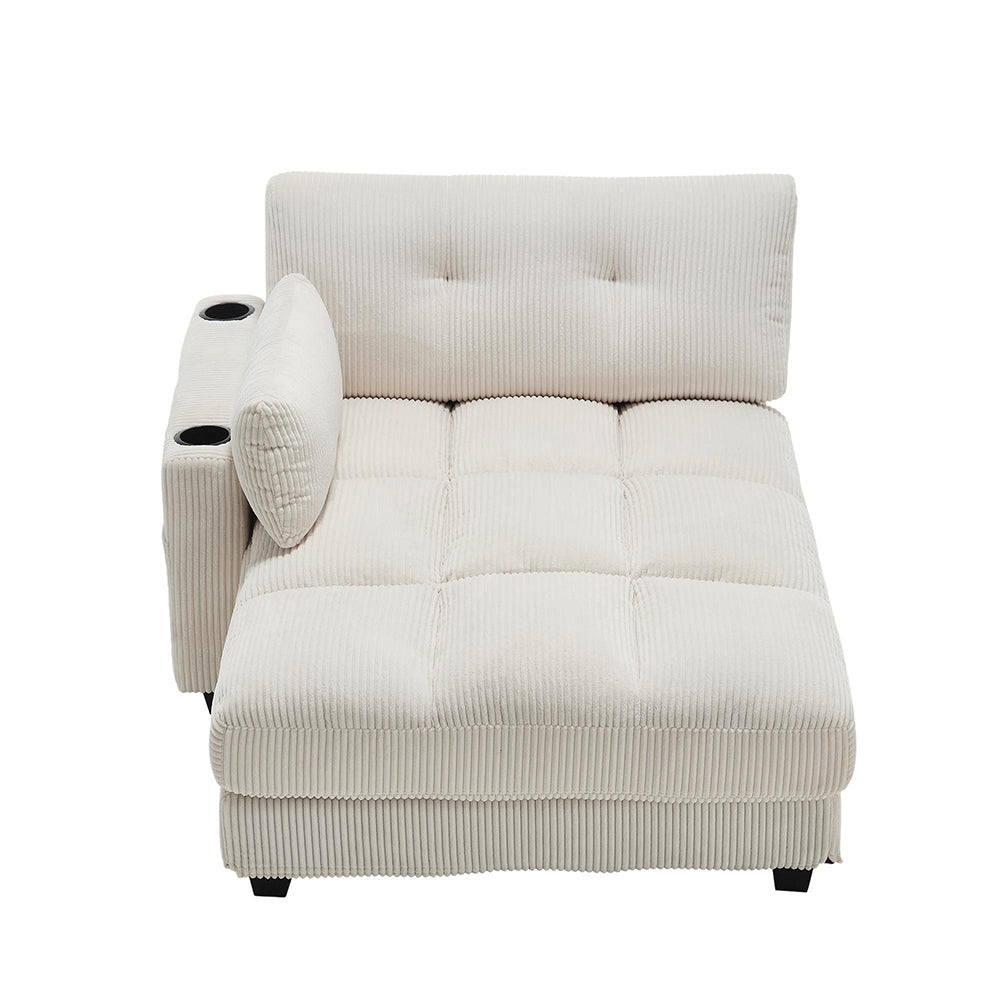 Poltrona Palm - Xylo - Cuscini rigati, portaoggetti, reclinabile, beige