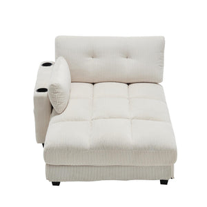 Poltrona Palm - Xylo - Cuscini rigati, portaoggetti, reclinabile, beige