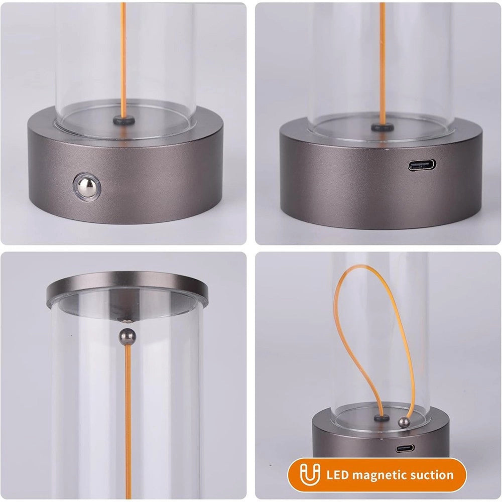 Trade Shop - Lampada Da Tavolo Scrivania Led 3w Filamento Flessibile Magnetico Lume Ricaricabile D39 - Grigio Scuro