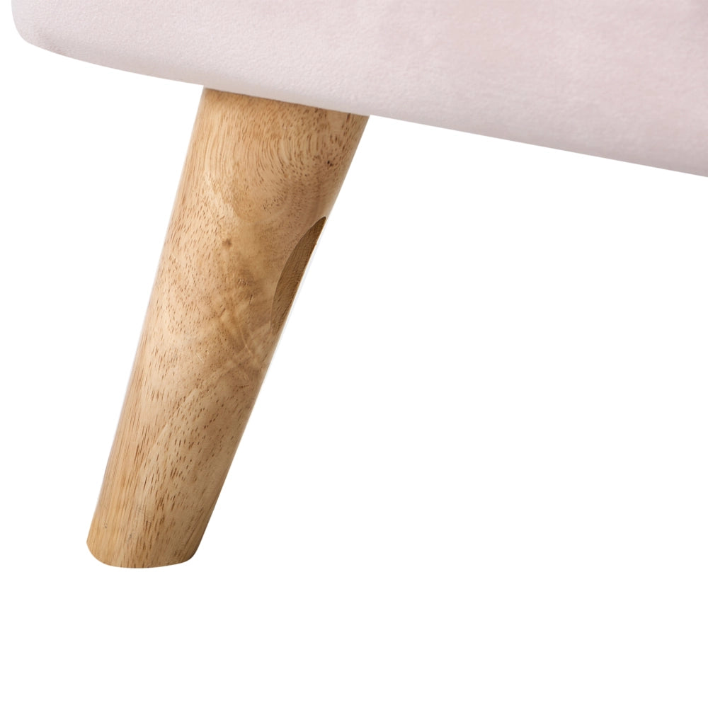 Letto con rete rivestito in velluto rosa pastello gambe in legno, 90 x 200 cm design moderno