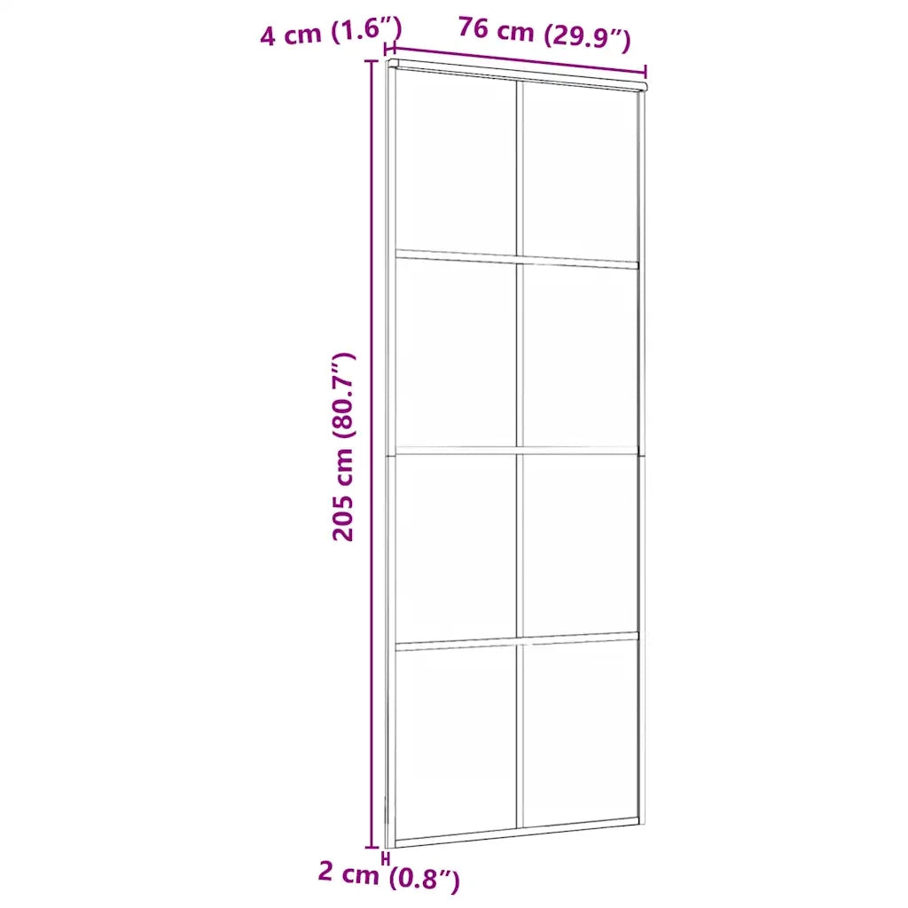Porta Scorrevole in Alluminio e Vetro ESG 76x205 cm Nera 288064