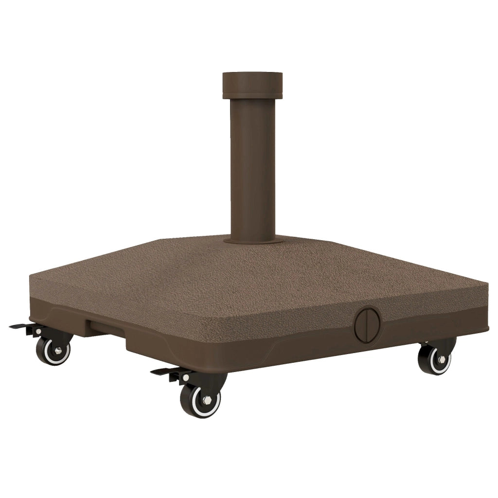 Base per Ombrellone Riempibile 45x45x39 cm fino a 20 kg per Pali da Ø2,2-3,8 cm  con Ruote Marrone