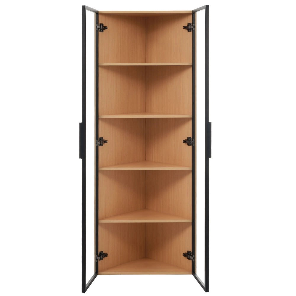 Libreria Vetrina con LED ¨C MINIMAL ¨C Rovere, Vetro Temperato, 62x35x160