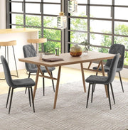 Set di 4 sedie da pranzo moderne con schienale; effetto velluto grigio; struttura in acciaio