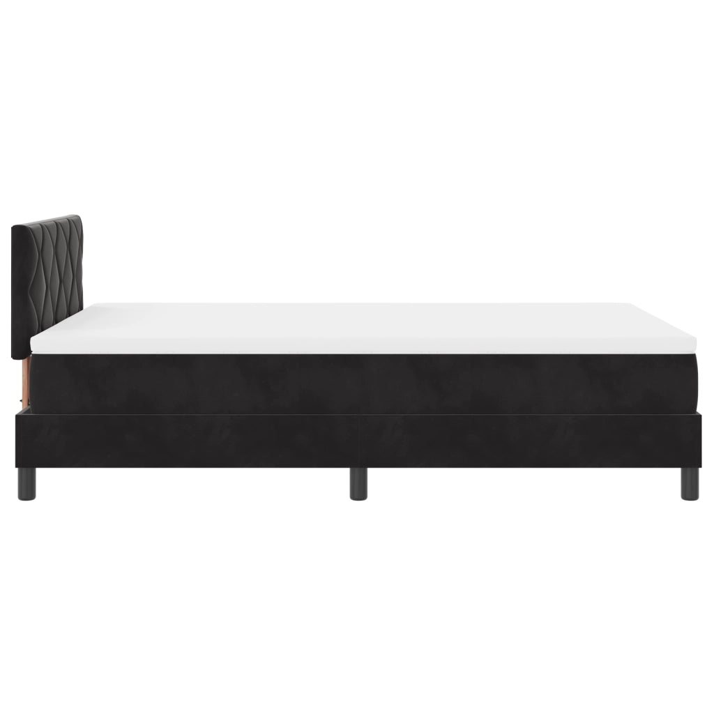 Letto con rete a molle e materasso  Nero 120x200 cm Velluto