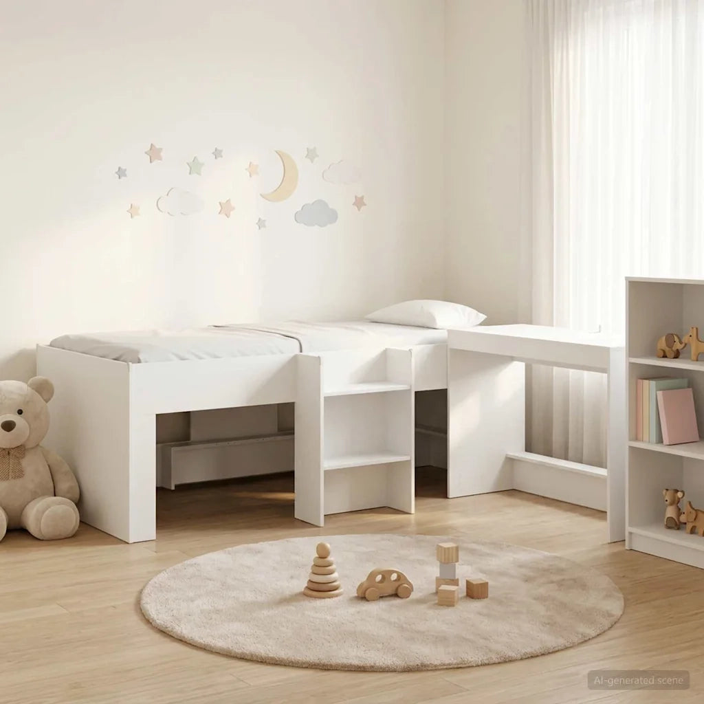 Letto alto per bambini con scrivania Bianco 98.5 x 200 cm 3423454