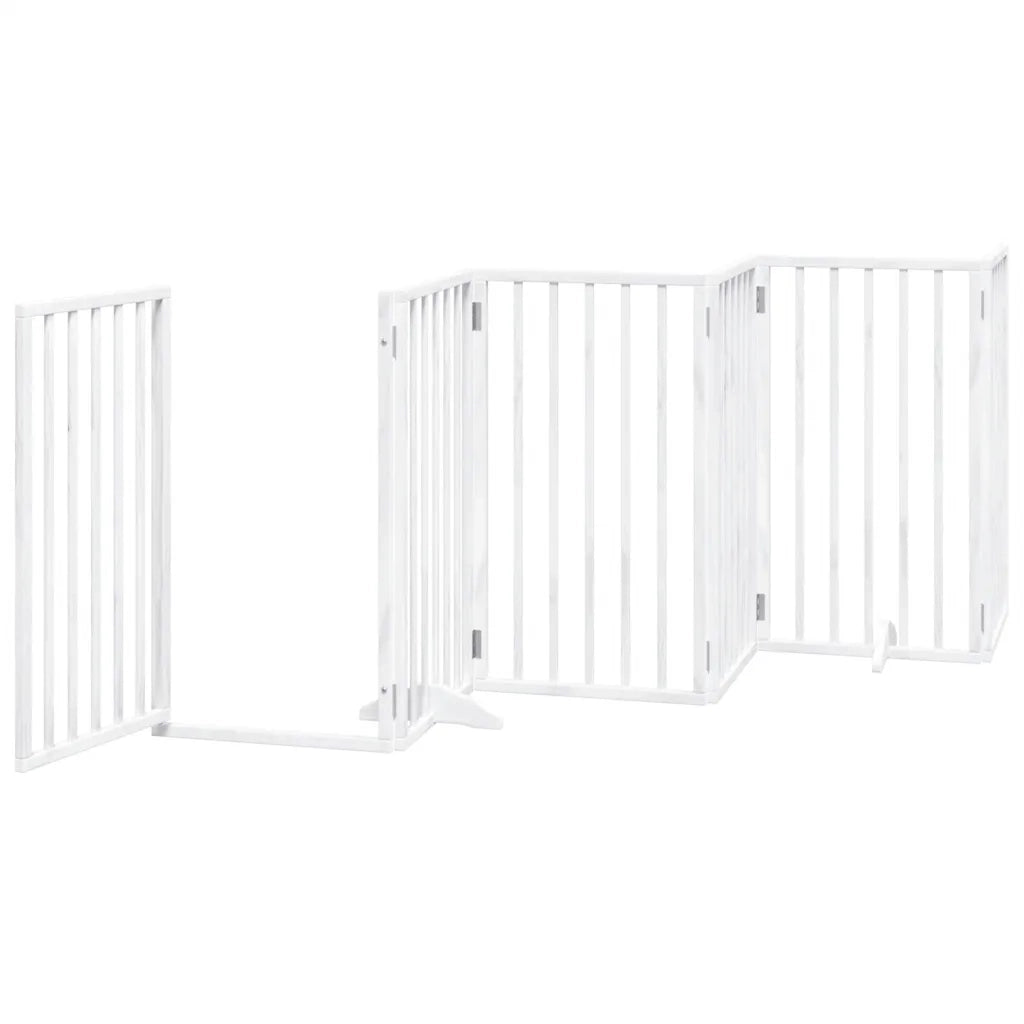 vidaXL Cancello Cani Porta Pieghevole Bianco 12 Pannelli 600 cm Pioppo