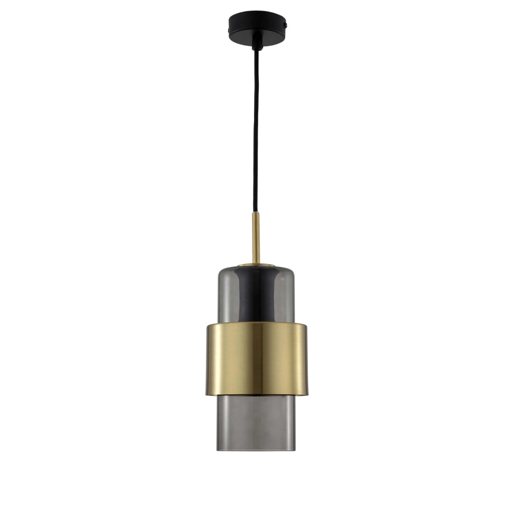 Lampada a sospensione Miele vetro fumé oro E27 150cm