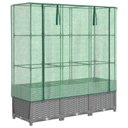 Aiuola rialzata/fioriera con copertura effetto rattan 120 x 40 x 138 cm grigio chiaro 02_0038741
