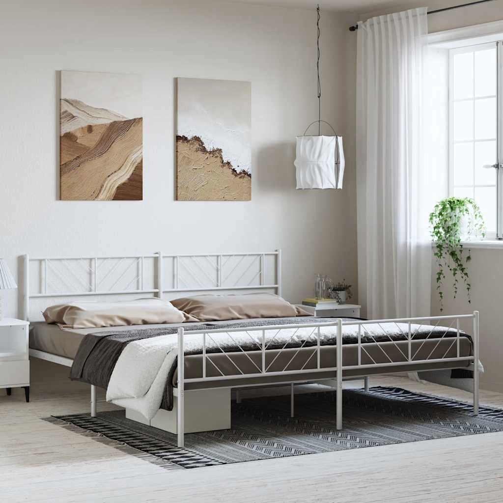 Giroletto con Testiera e Pediera Metallo Bianco 193x203 cmcod mxl 83214