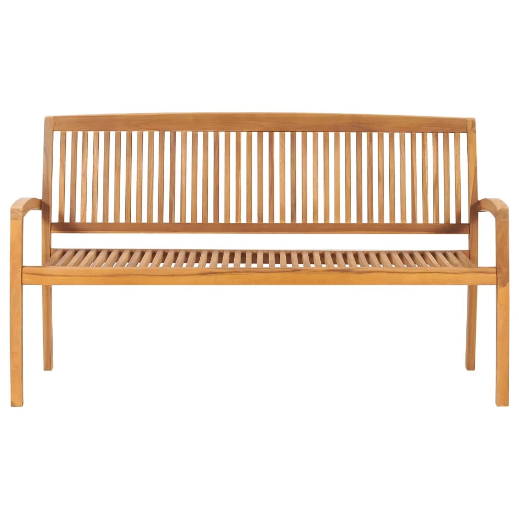 Panca da giardino mobili da esterno per patio panca da terrazza impilabile con cuscino 159 cm legno massello di teak 02_0011704