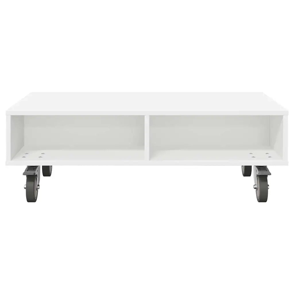 Tavolino con Ruote Bianco 90 x 50 x 30 cm Legno multistrato 891016