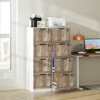 Armadio per Ufficio a 4 Cassetti con 2 Serrature e Barra Portadocumenti A4, in Legno, 39,4x40x129 cm, Bianco e Legno