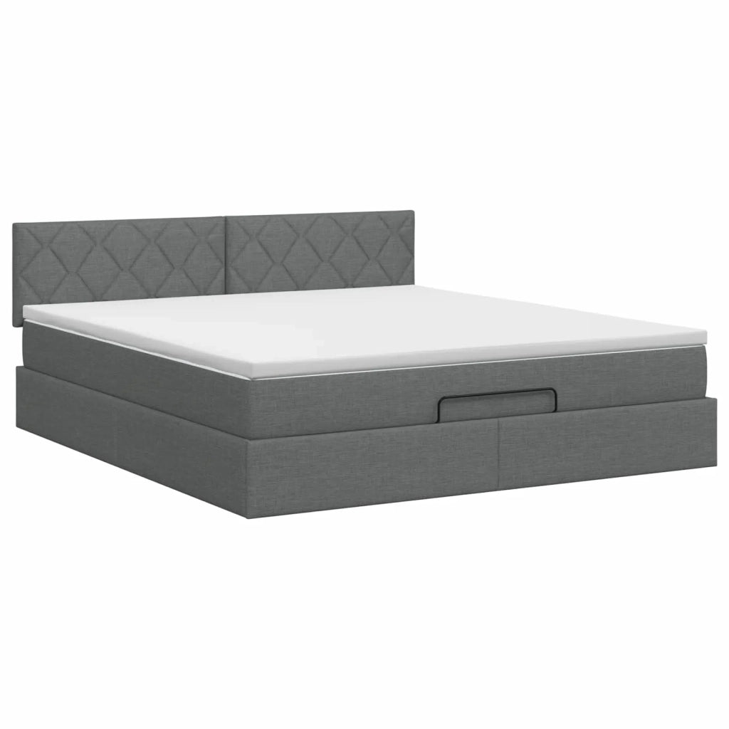 Letto ottomano con materasso Grigio Scuro 140 x 190 cm Tessuto 3456407