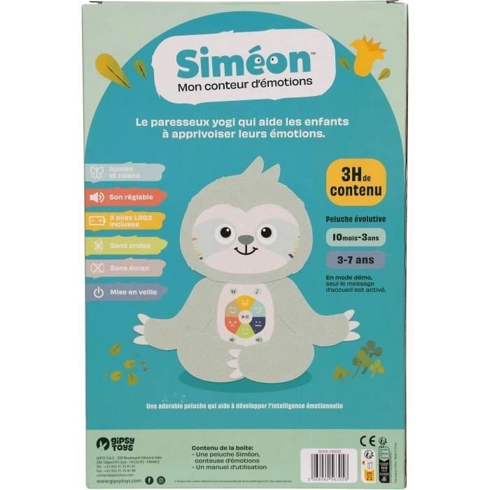 Peluche Parlante - Gipsy Toys - Siméon, il narratore di emozioni - 28 cm - Verde Acqua