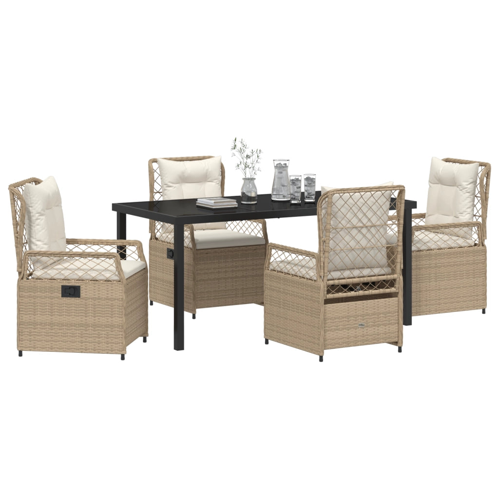 Set di Mobili da Giardino da 5 Pezzi Beige Polyrattan