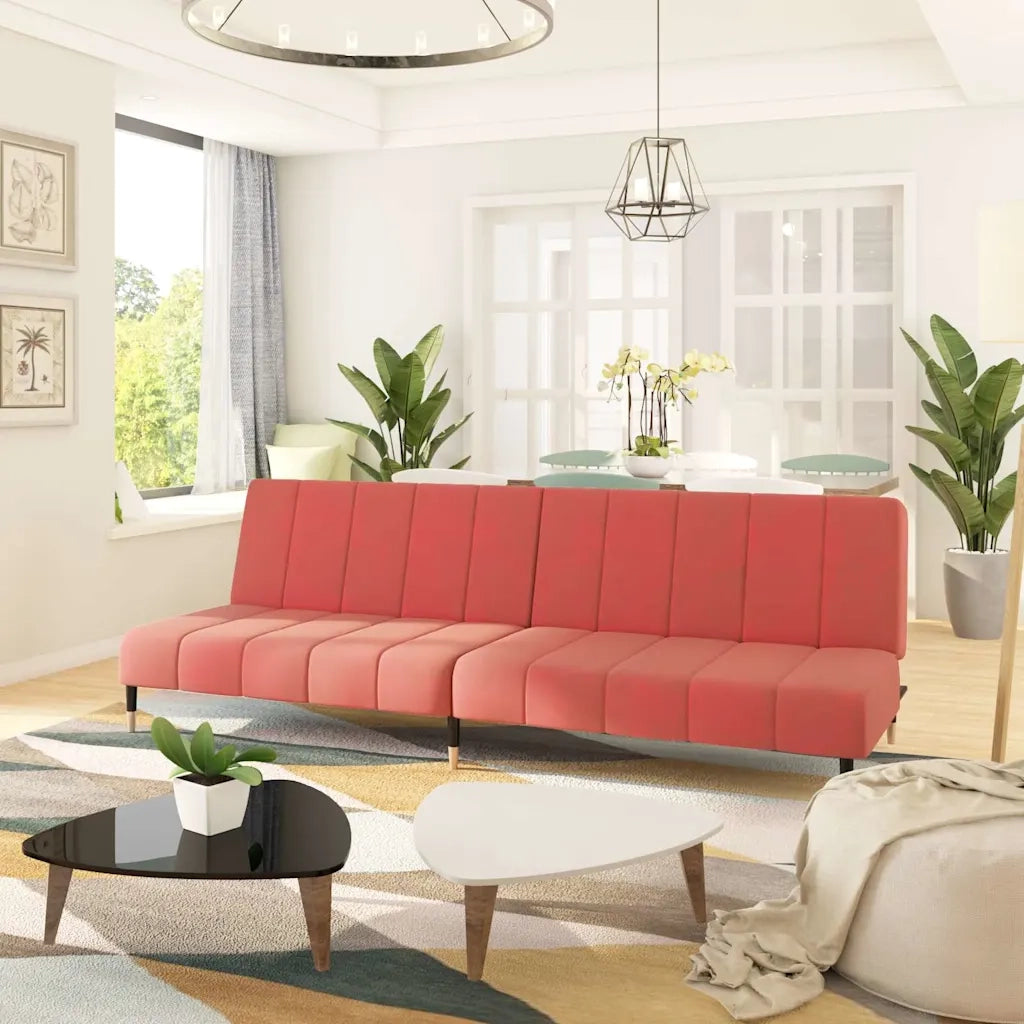Divano letto | Sof¨¤ letto | Letto singolo a 2 Posti Rosa in Velluto