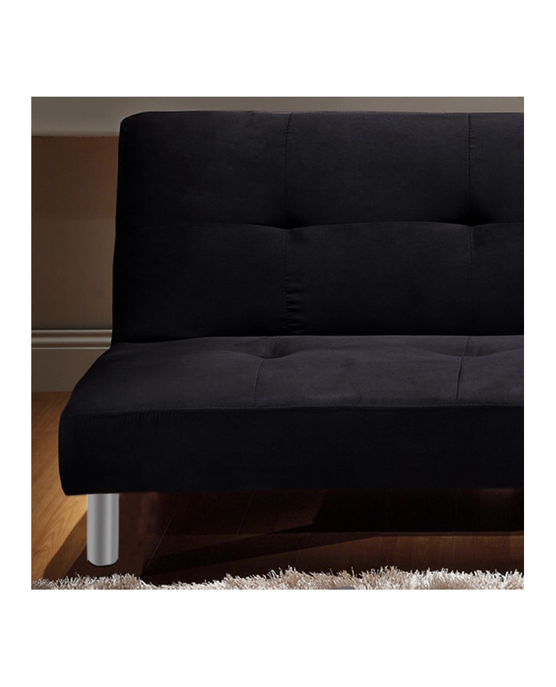 Divano letto 3 posti, reclinabile in microfibra nero180 cm Sicorage Soffy