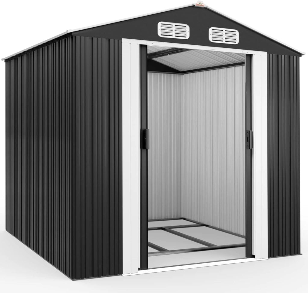 Capanno da Giardino XXL 5m² Fondamenta 260x205x180cm Porta Scorrevole Rimessa per Attrezzi da Esterno 9m³