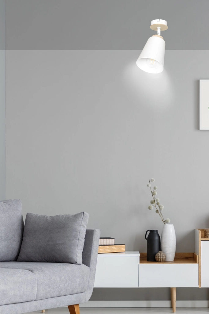 Emibig Atlas lampada soffitto bianca legno chiaro E27