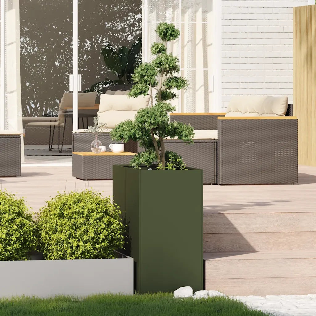 Fioriera | Cassetta per fiori | Vaso Verde Oliva 40x80x80 cm in Acciaio