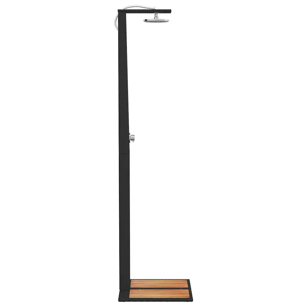 Doccia da Esterno Nera 50x55x224cm in Polyrattan e Legno Acacia CFW7553488