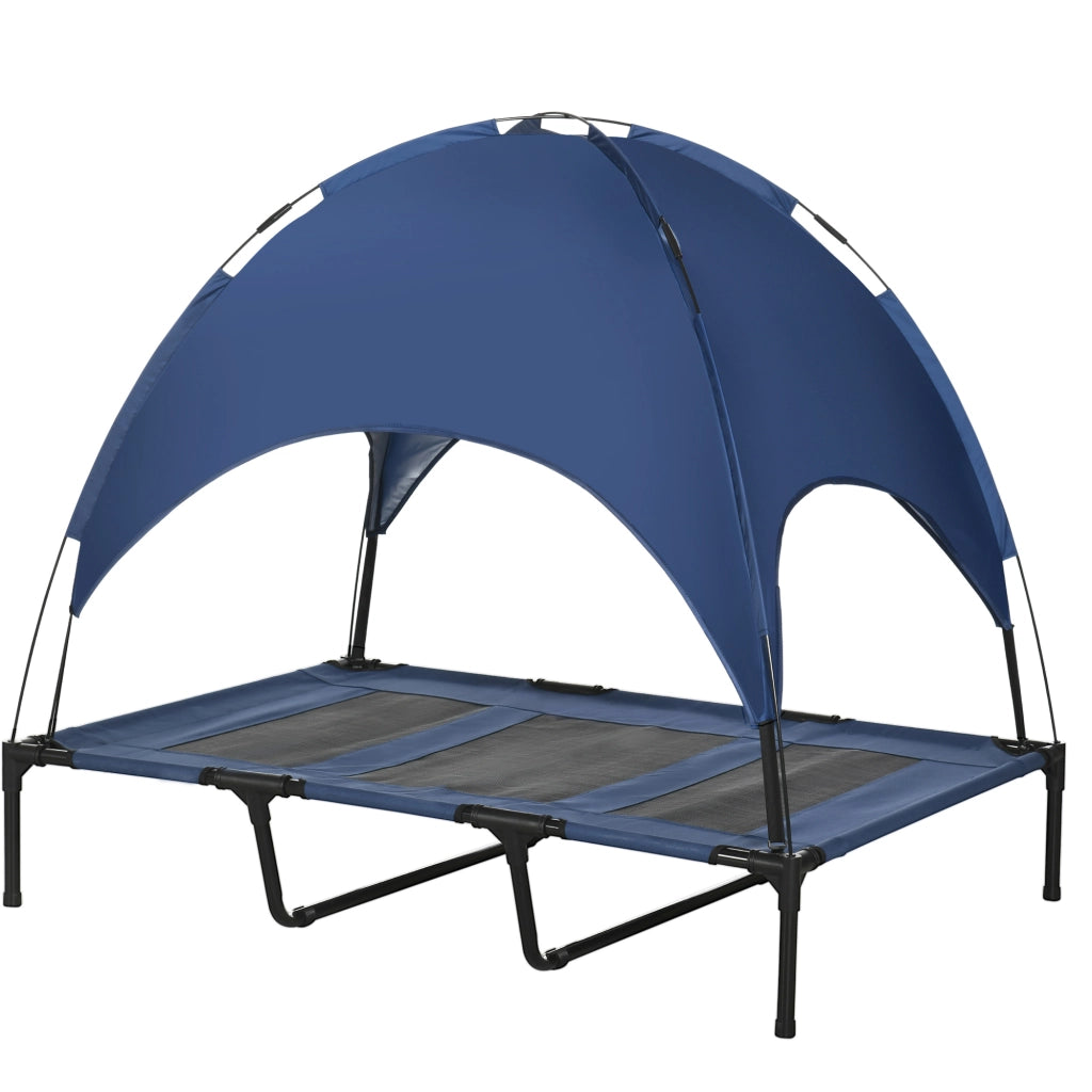 Cuccia per Cani Esterno con Baldacchino ¨C Zephmum ¨C Blu e Nero 122x92x108 cm