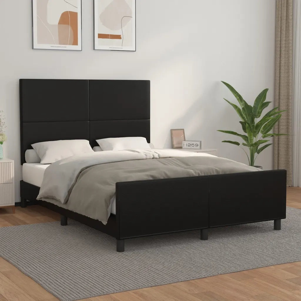 Giroletto con Testiera-Struttura Letto con testiera Nero 140x190 cm in Similpelle 848579