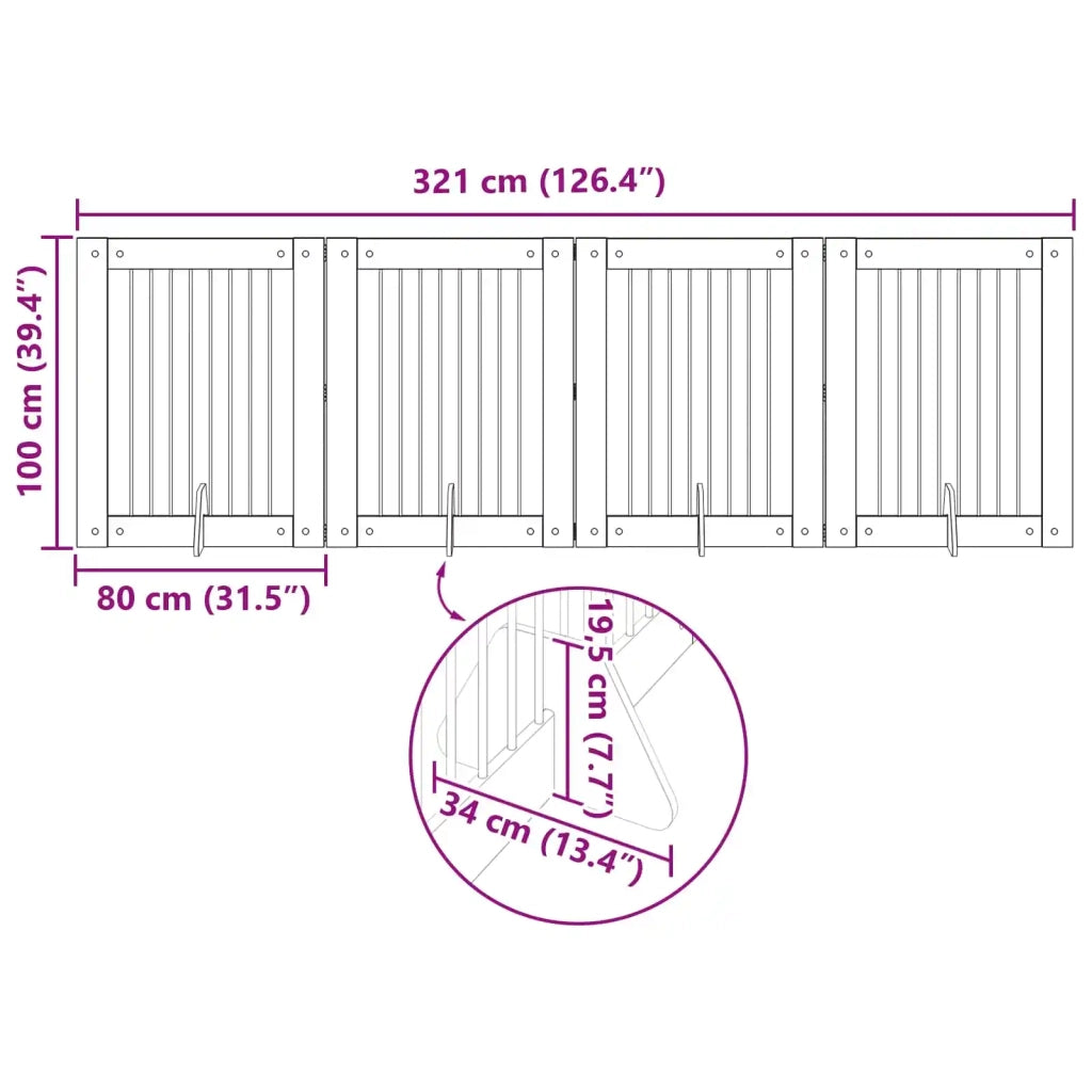 Cancello per cani con supporti 4 pz Grigio Sonoma 80 x 100 cm CFW4554308