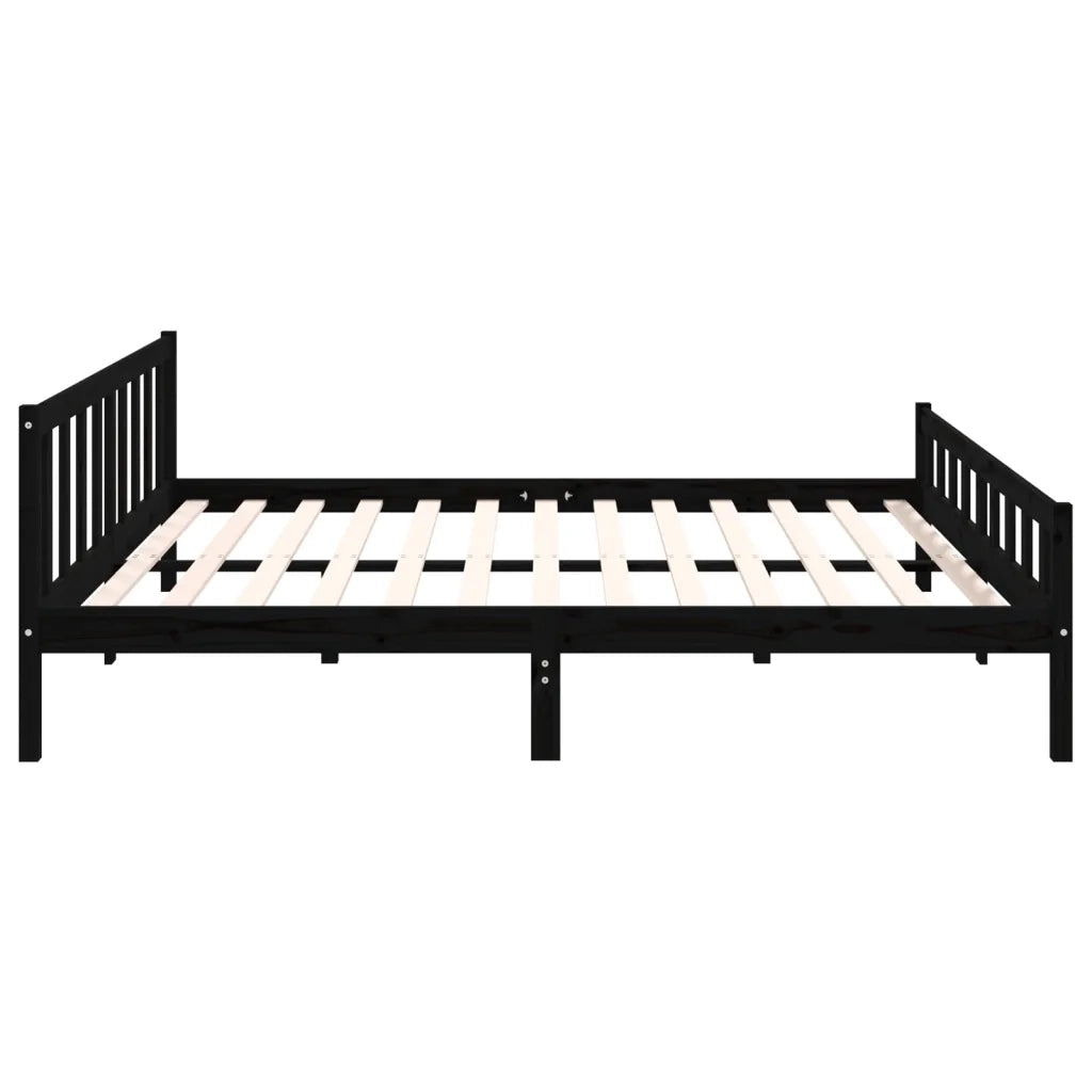 Giroletto Nero in Legno Massello 160x200 cm 810693