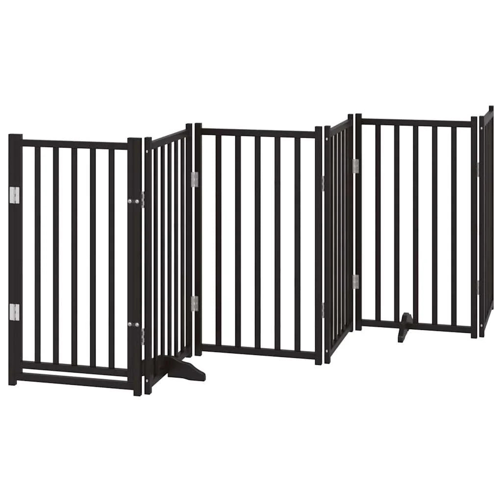 Cancelletto di sicurezza per animali domestici porta pieghevole 15 pannelli legno di pioppo nero 02_0023221