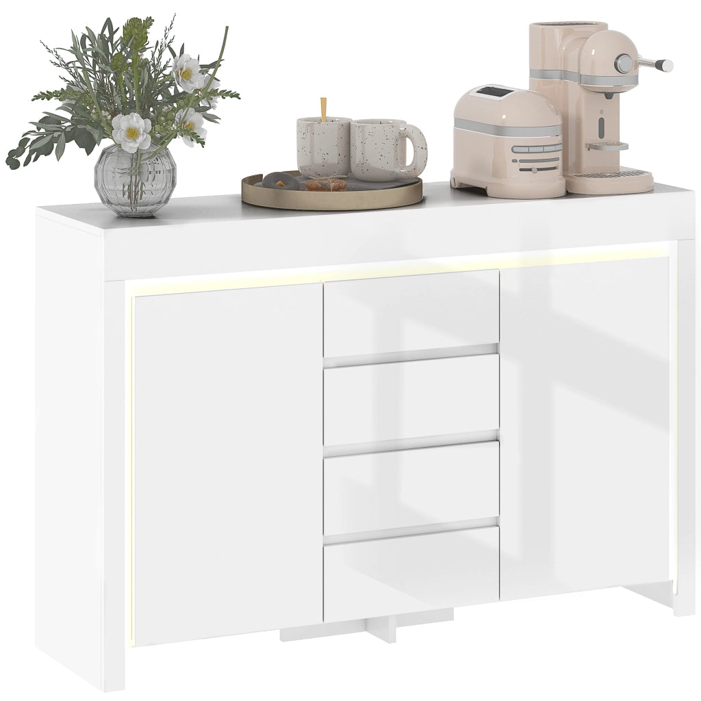 Buffet con cassetti e ante ¨C zephmum ¨C 120x34x80 cm bianco lucido