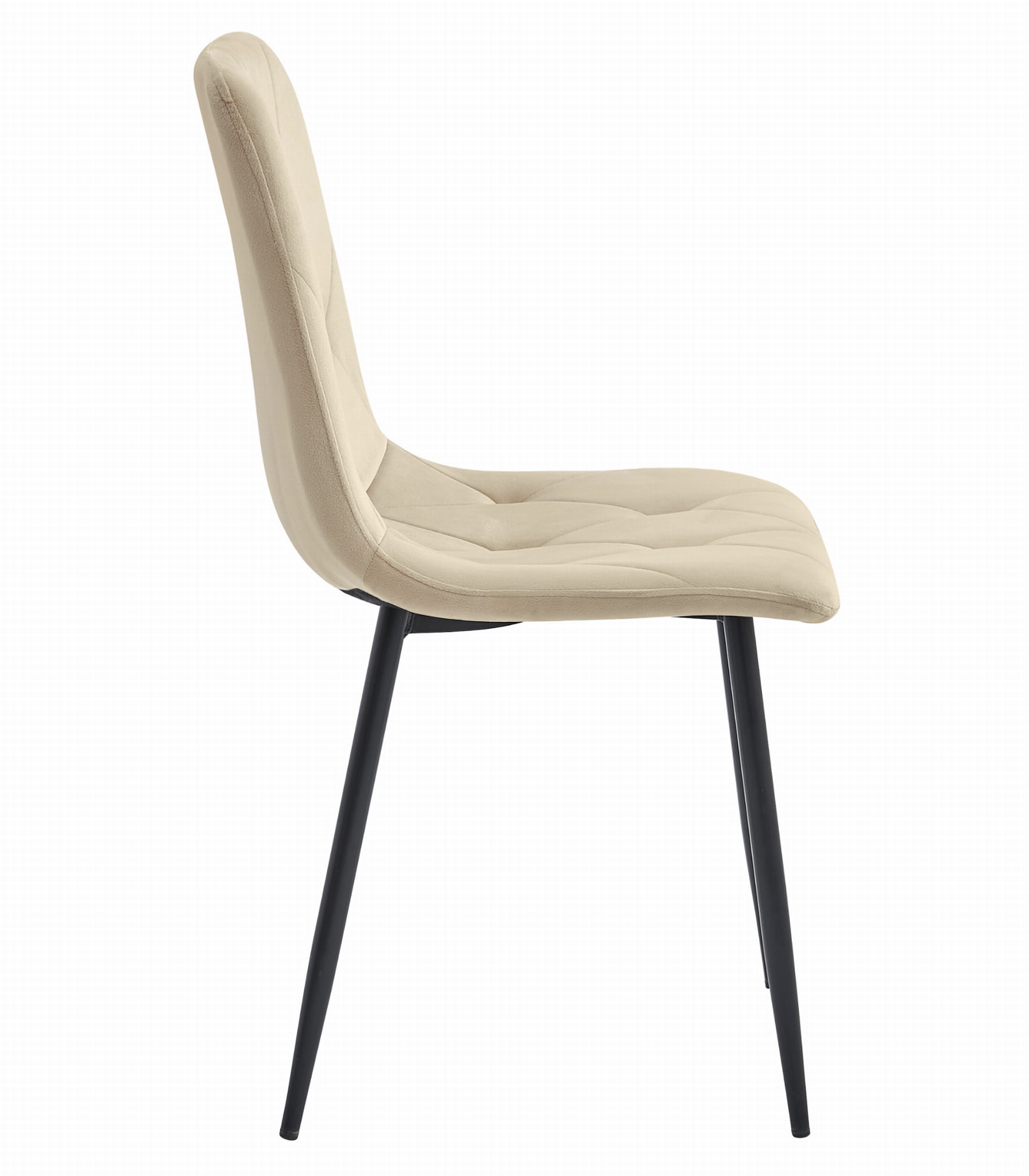 Sedia da pranzo Valora Tyra in velluto beige chiaro con gambe nere x4