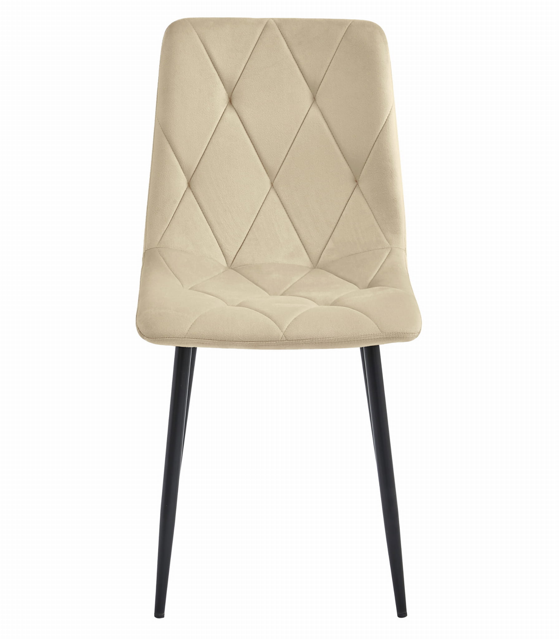 Sedia da pranzo Valora Tyra in velluto beige chiaro con gambe nere x4