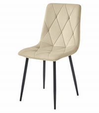 Sedia Valora TYRA in velluto beige chiaro con gambe in metallo nero x1