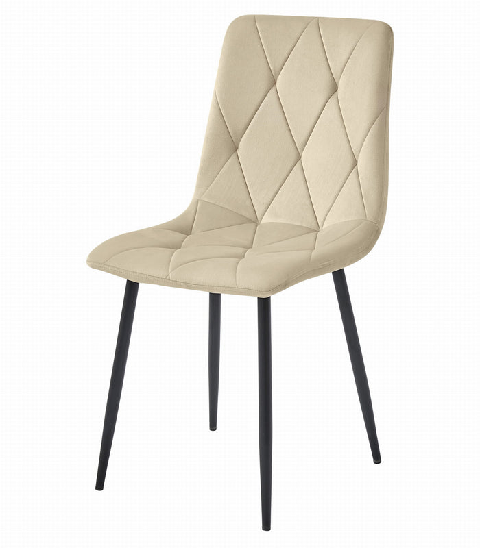 Sedia Valora TYRA in velluto beige chiaro con gambe in metallo nero x1