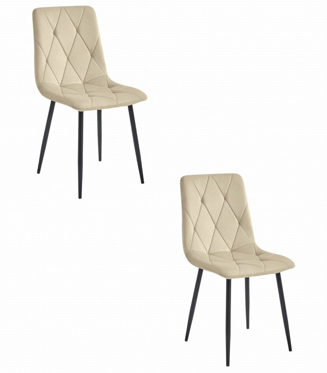 Set di 2 sedie Valora Tyra in velluto beige chiaro con gambe nere