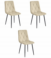 Set di 3 sedie Valora TYRA in velluto con gambe nere