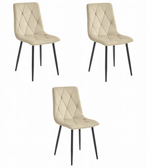 Set di 3 sedie Valora TYRA in velluto con gambe nere