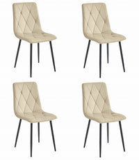 Sedia da pranzo Valora Tyra in velluto beige chiaro con gambe nere x4
