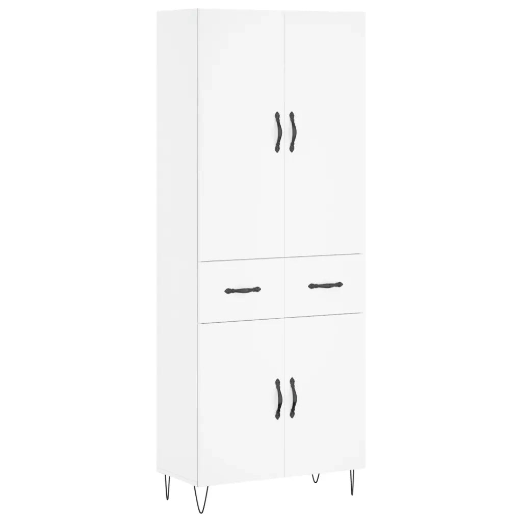 Credenza-Buffet-Armadio da cucina Bianca 69,5x34x180 cm in Legno Multistrato 834434