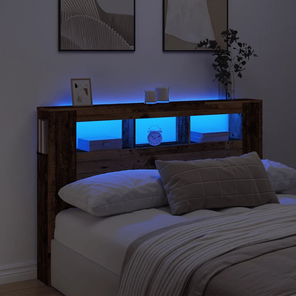 Testiera LED Legno Antico 160x18,5x103,5 cm Legno Multistrato