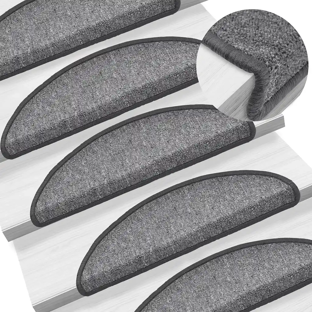 Tappetini per scale 30 pz 56x17x3 cm Grigio scuro Semicircolari