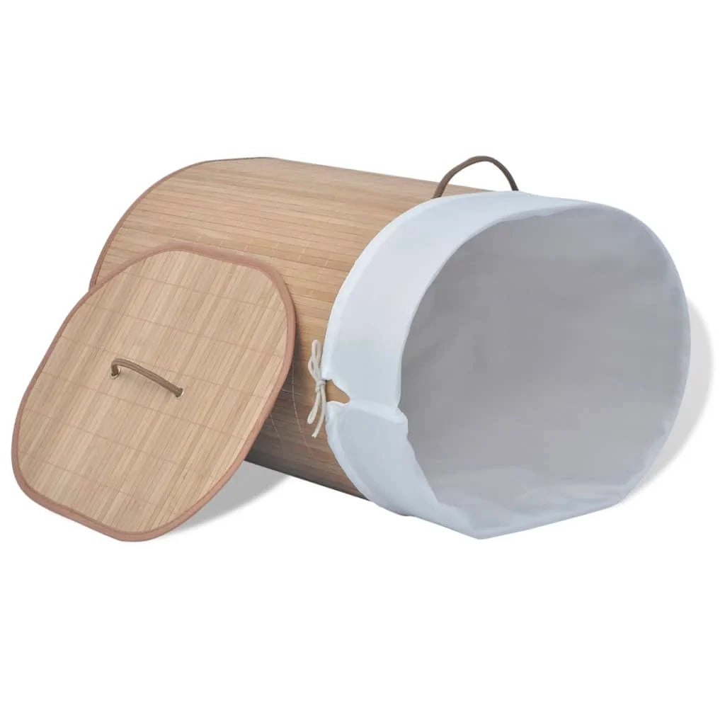 Cesto portabiancheria ovale 45 x 35 x 60 cm bambù naturale 02_0006166
