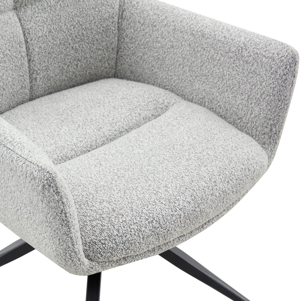 Sedia girevole 360° con braccioli; tessuto e metallo; grigio chiaro e nero; 71.0 × 57.5 × 52.5 cm