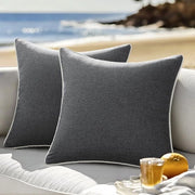 Copriossigen per esterno resistente all'acqua - Copricuscini decorativi di aspetto lino in poliestere - 50 x 50 cm - Grigio scuro