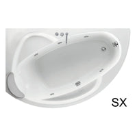 Vasca Hydro 165x85 cm versione sx angolare asimmetrica semicircolare serie Vogue con rubinetteria