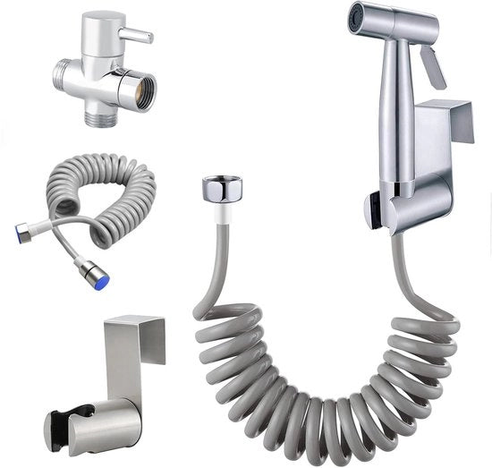 Bidet a mano con 3 vie di regolazione - Doccia bidet spruzzatore - Acciaio inossidabile - Doccia per igiene personale - Tubo da 1,5 m - Connettiore G1/2