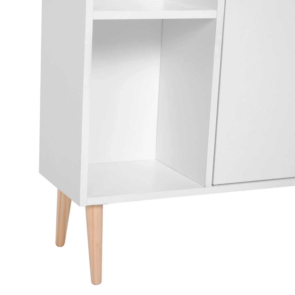 Libreria scandinava ¨C Zephmum ¨C Bianca 80x23.5x123 cm 5 ripiani ante legno