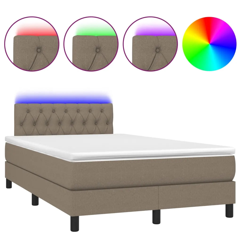 Letto a Molle con Materasso e LED Tortora 120x200cm in Tessuto cod mxl 57728